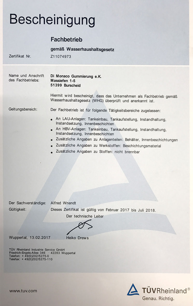 di-Monaco-Gummierungen-Gummibeschichtungen